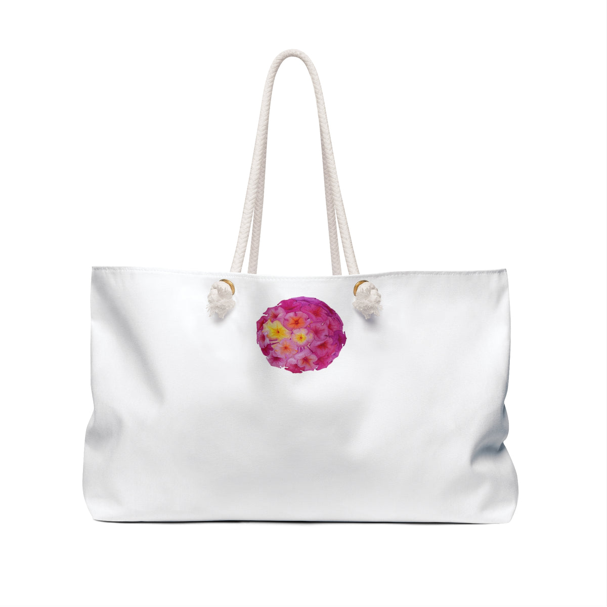 Bolso casual floreado fucsia lona blanca "colección mandala" ENVIO A TODO EL MUNDO