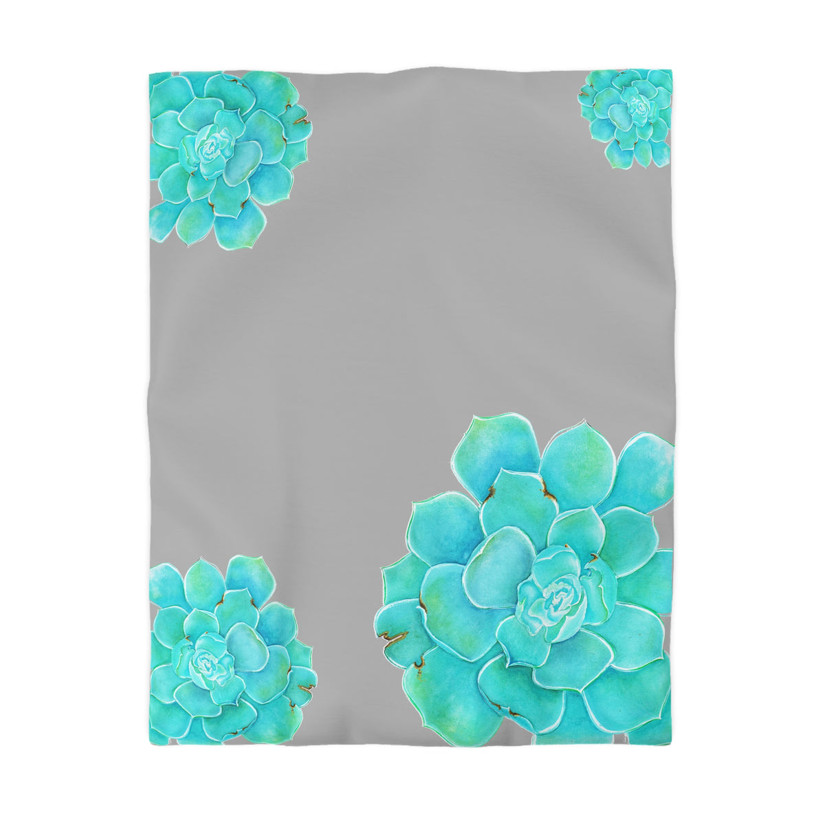 DECORA CON GRIS Y TURQUESA BOTANICA ;funda nórdica de microfibra. Diseño botánico con estilo @Miyoarte