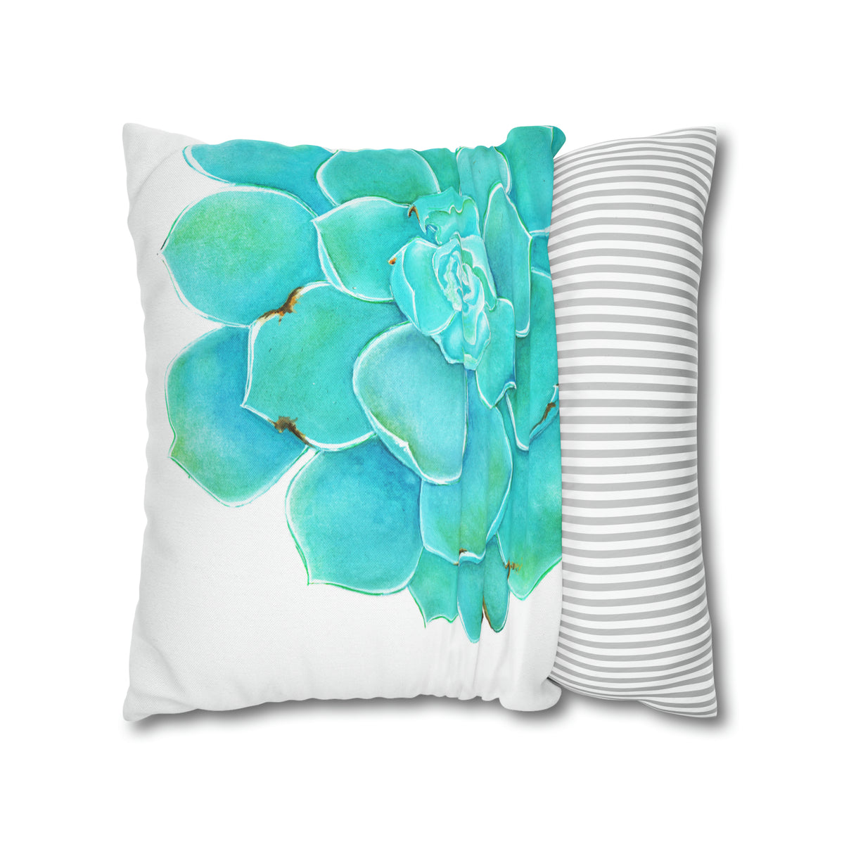 Decora con turquesa botánica ,Funda de almohada blanca DISEÑO @Miyoarte
