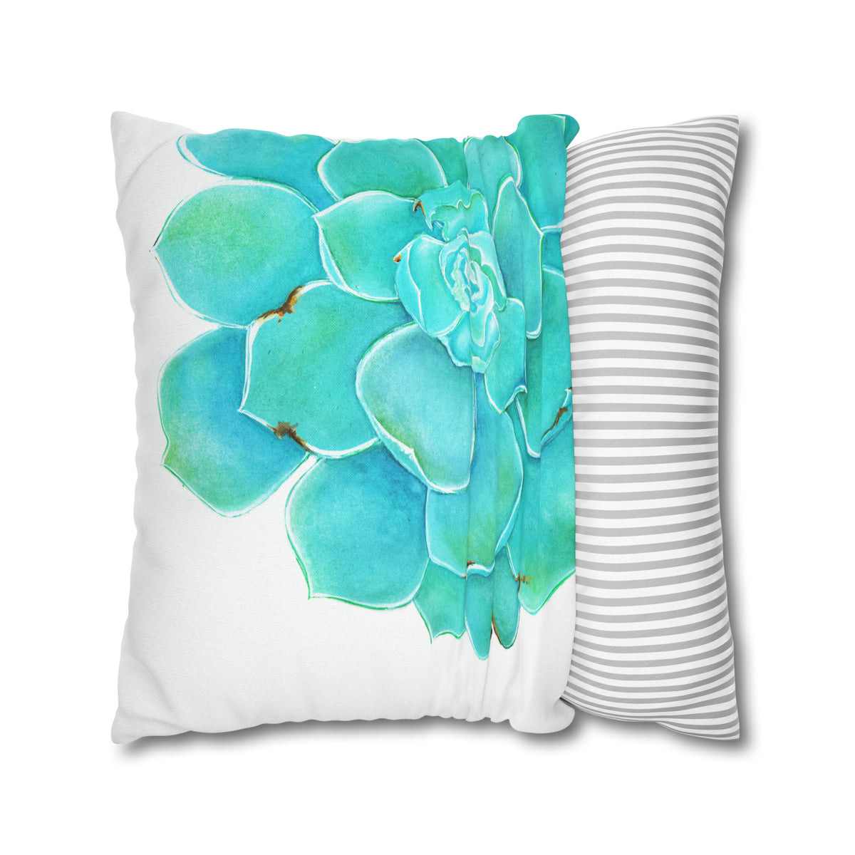 Decora con turquesa botánica ,Funda de almohada blanca DISEÑO @Miyoarte