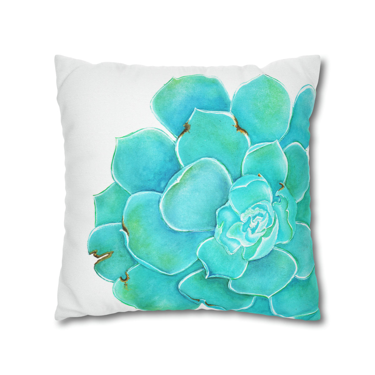 Decora con turquesa botánica ,Funda de almohada blanca DISEÑO @Miyoarte