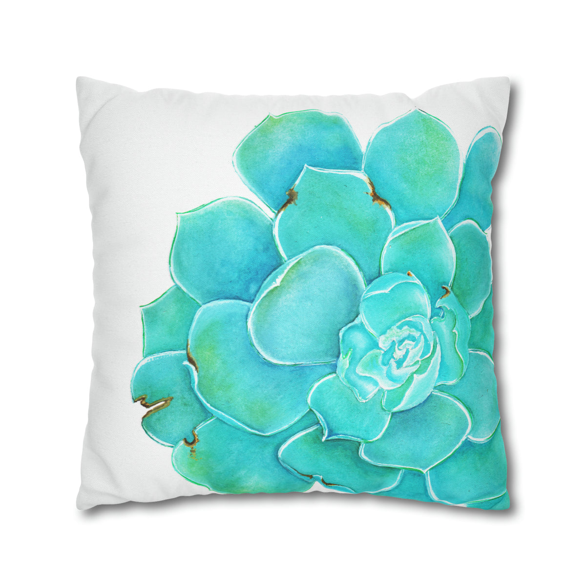 Decora con turquesa botánica ,Funda de almohada blanca DISEÑO @Miyoarte