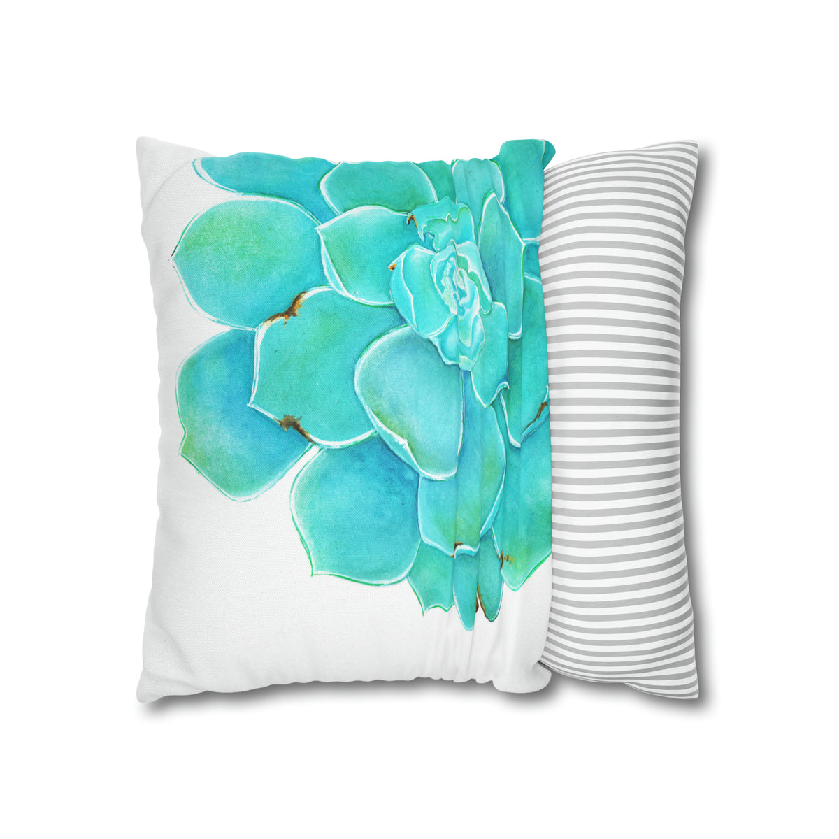 Decora con turquesa botánica ,Funda de almohada blanca DISEÑO @Miyoarte
