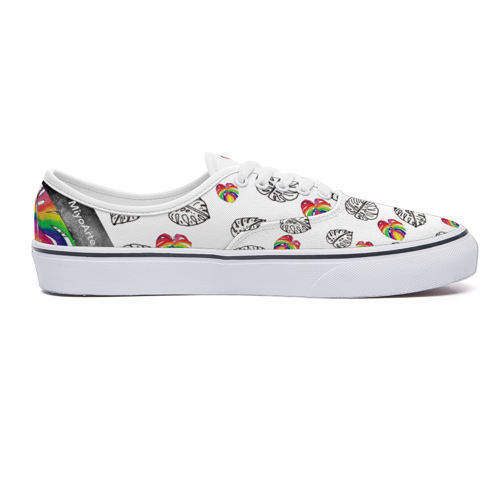 Zapatilla deportiva blanca diseño botánico multicolor ,estilo pop; UNISEX ,vans , converse, sneakers