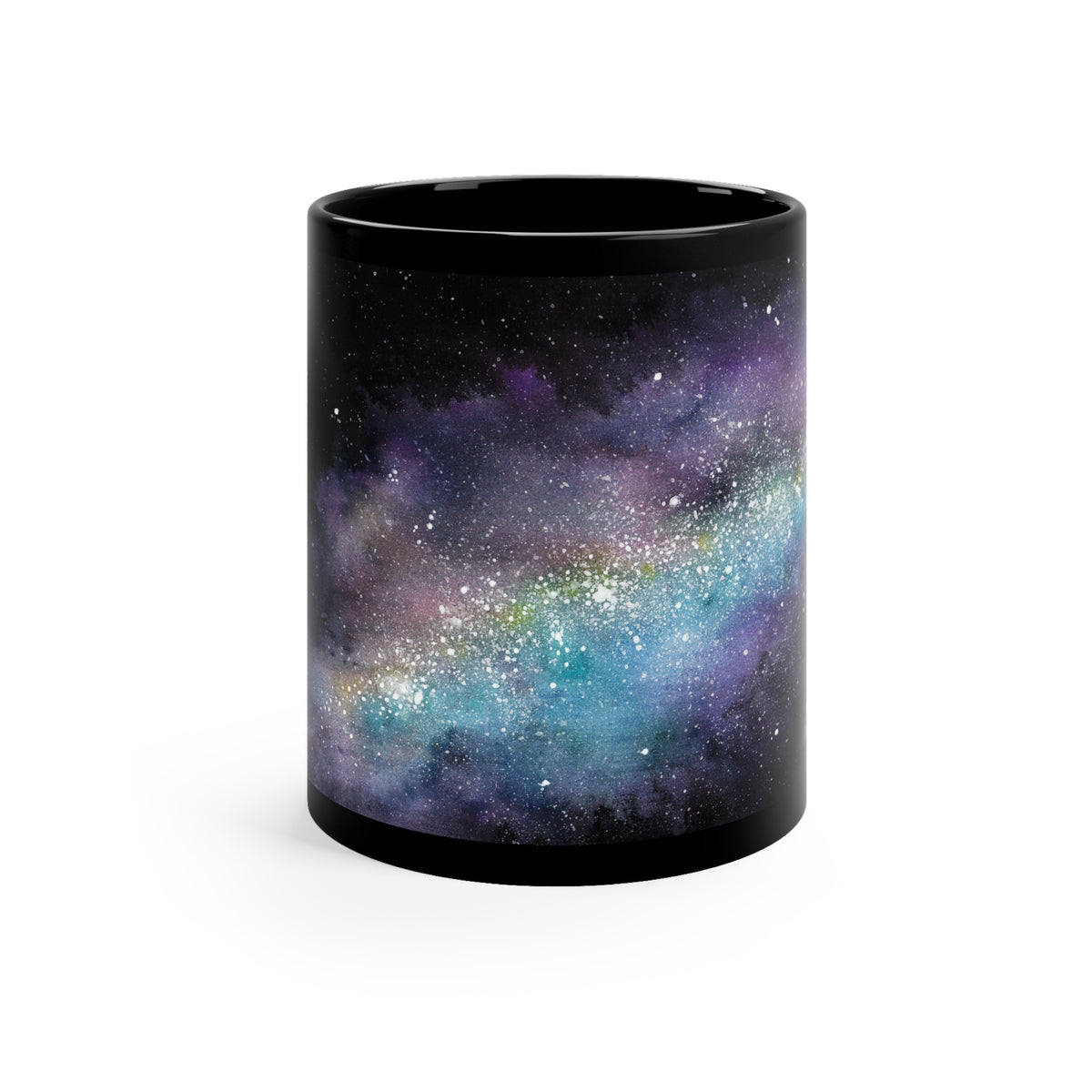 taza ceramica negra galaxia ,sublimación con ilustración colorida de diseño exclusivo "COLECCION GALAXIA"11oz (0,33l) @Miyoarte