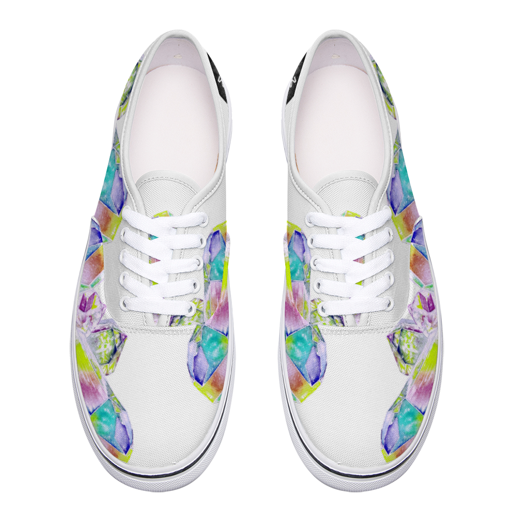 Zapatilla deportiva blanca diseño CUARZO multicolor ,estilo pop, sneakers, Unisex