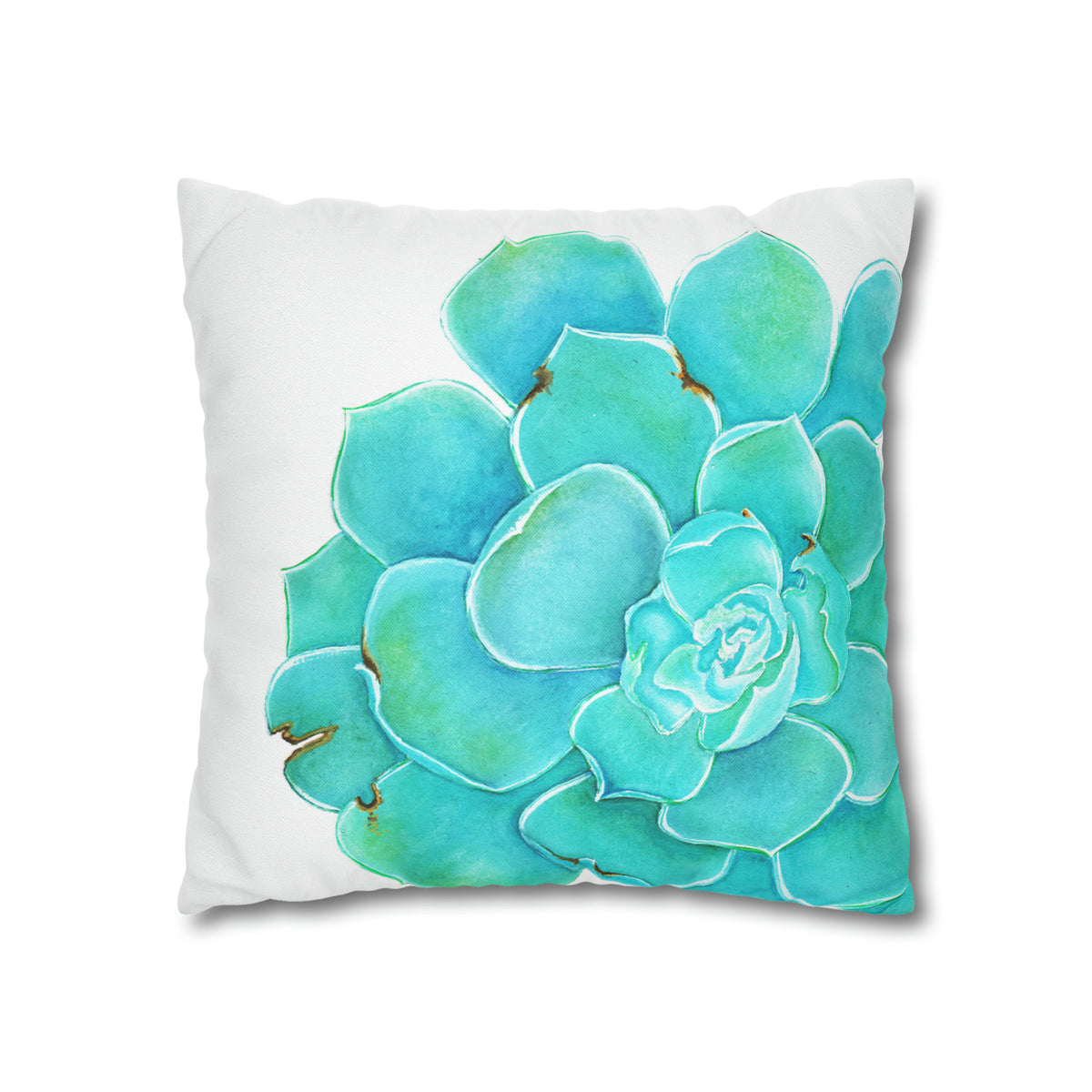 Decora con turquesa botánica ,Funda de almohada blanca DISEÑO @Miyoarte